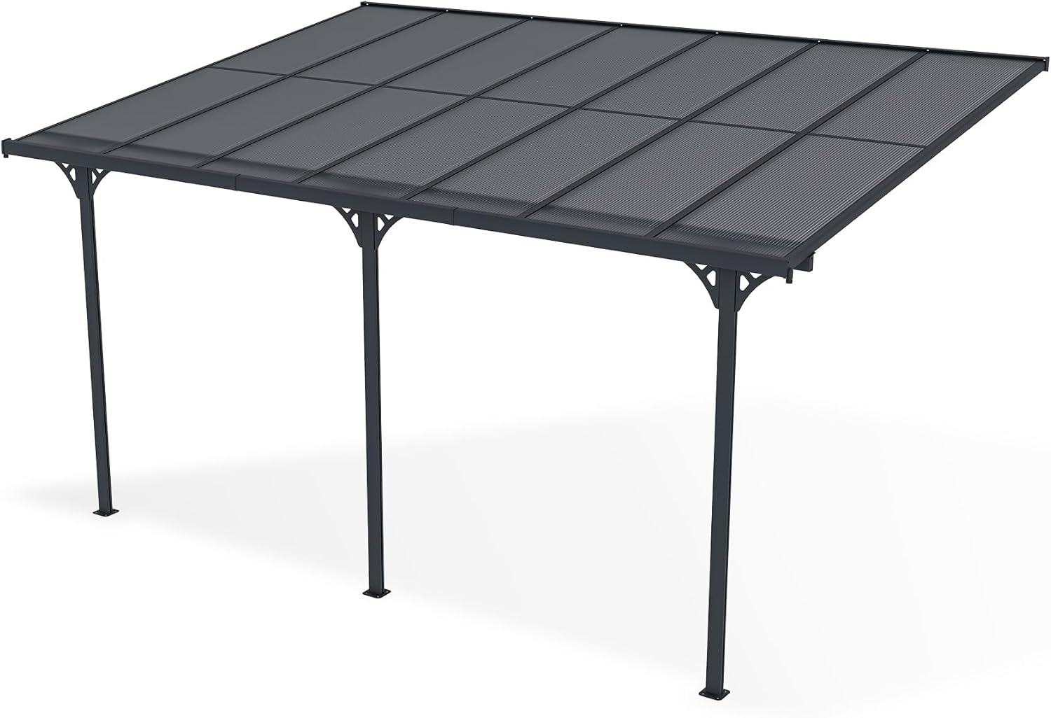 Cazeboo - pergola adossée KLEO - 435x300 cm - alu, toit polycarbonate, résistant UV, gris anthracite KLEO