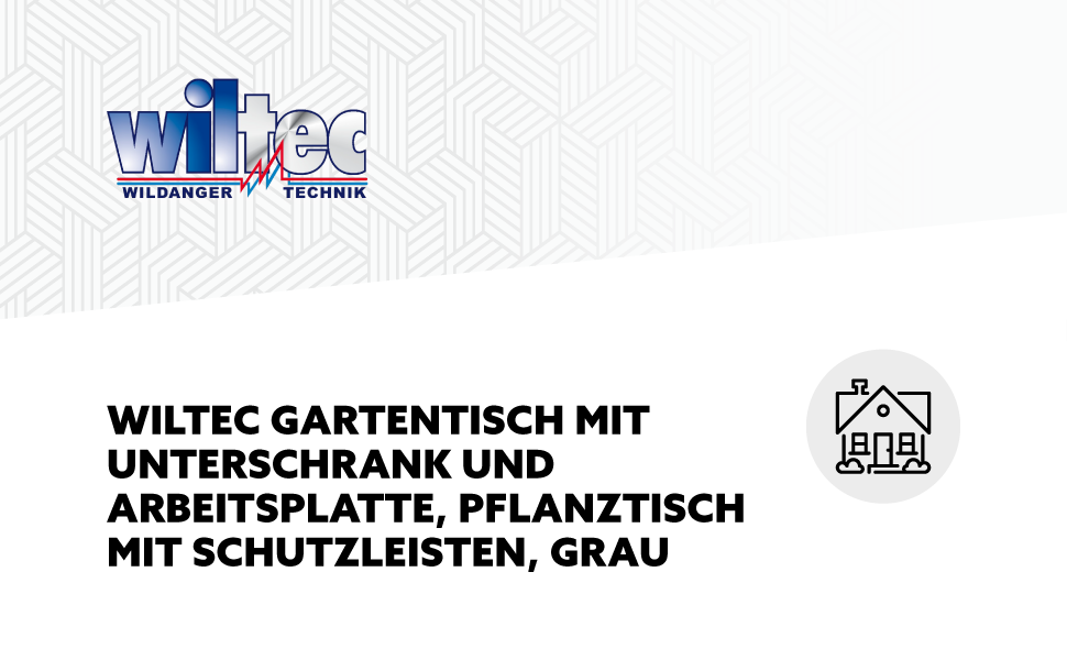 Wiltec Table de jardin avec meuble bas et plan de travail, table de plantation avec barres de protection, gris