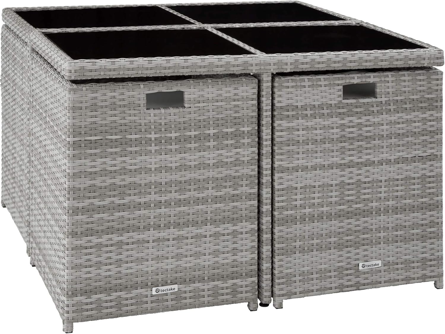 tectake - Salon de jardin extérieur 8 places - alu, polyrotin, table large, gris clair