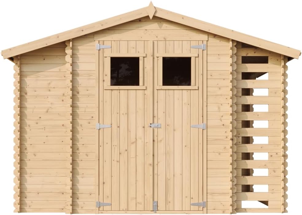 Timbela - abri de jardin bois, 328x206x218cm, toit étanche, fenêtres M389
