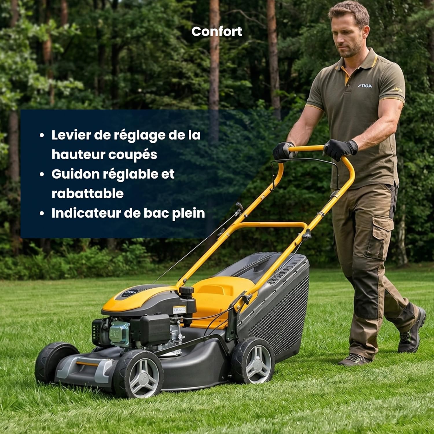 STIGA - Collector 43 - 41 cm, 123 cm3, 60L, réglage centralisé 6 positions