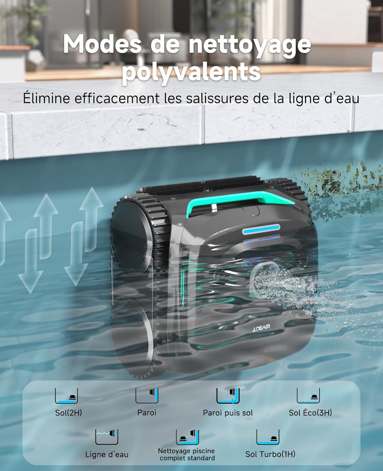 WYBOT - C2 série - 150㎡ - robot piscine sans fil aspiration forte C2
