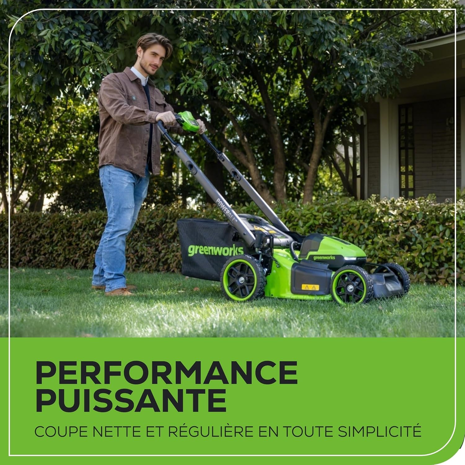 Greenworks 48V (24V x 2) Tondeuse Gazon Batterie sans Fil Autopropulsée, Largeur de Coupe 46cm, Sac 55L, Tondeuse Electrique Gazon Inclus 2 X 24V 4Ah et Chargeur Double, Garantie 3 Ans, MO48L424-01