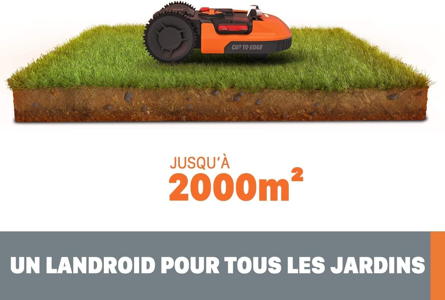 WORX - Landroid série - 2000 m² - robot tondeuse connecté pente 35% coupe bordure WR155E