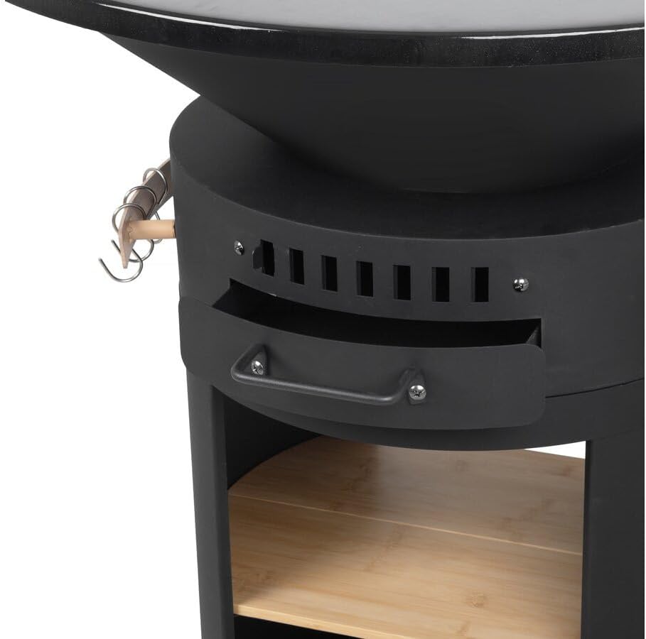 Cesar - Premium brasero plancha barbecue Ø81 cm - charbon/bois, noir