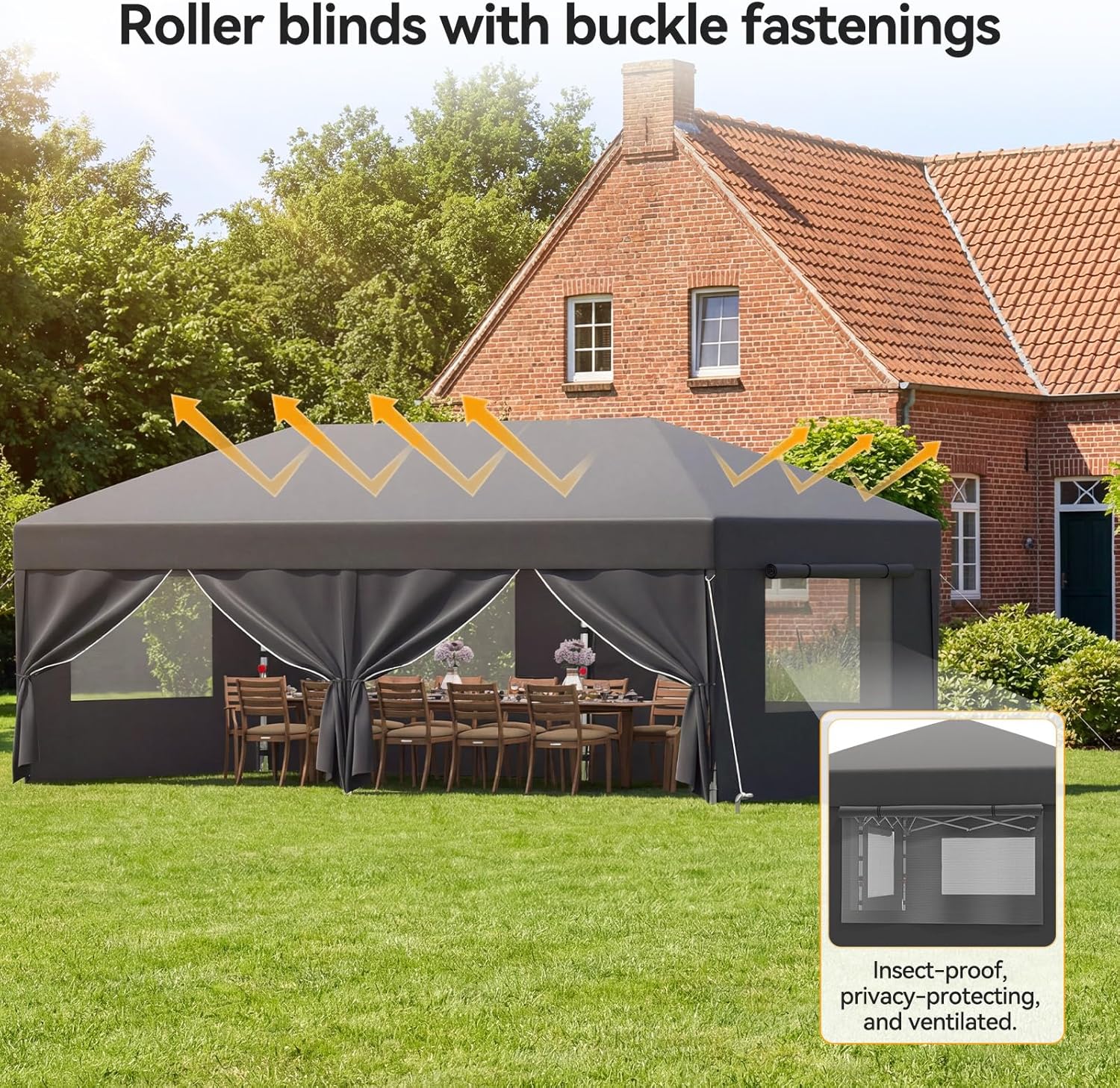 JUMMICO - tonnelle pliante - 3x6m - moustiquaire anti-insectes, imperméable, anti-UV