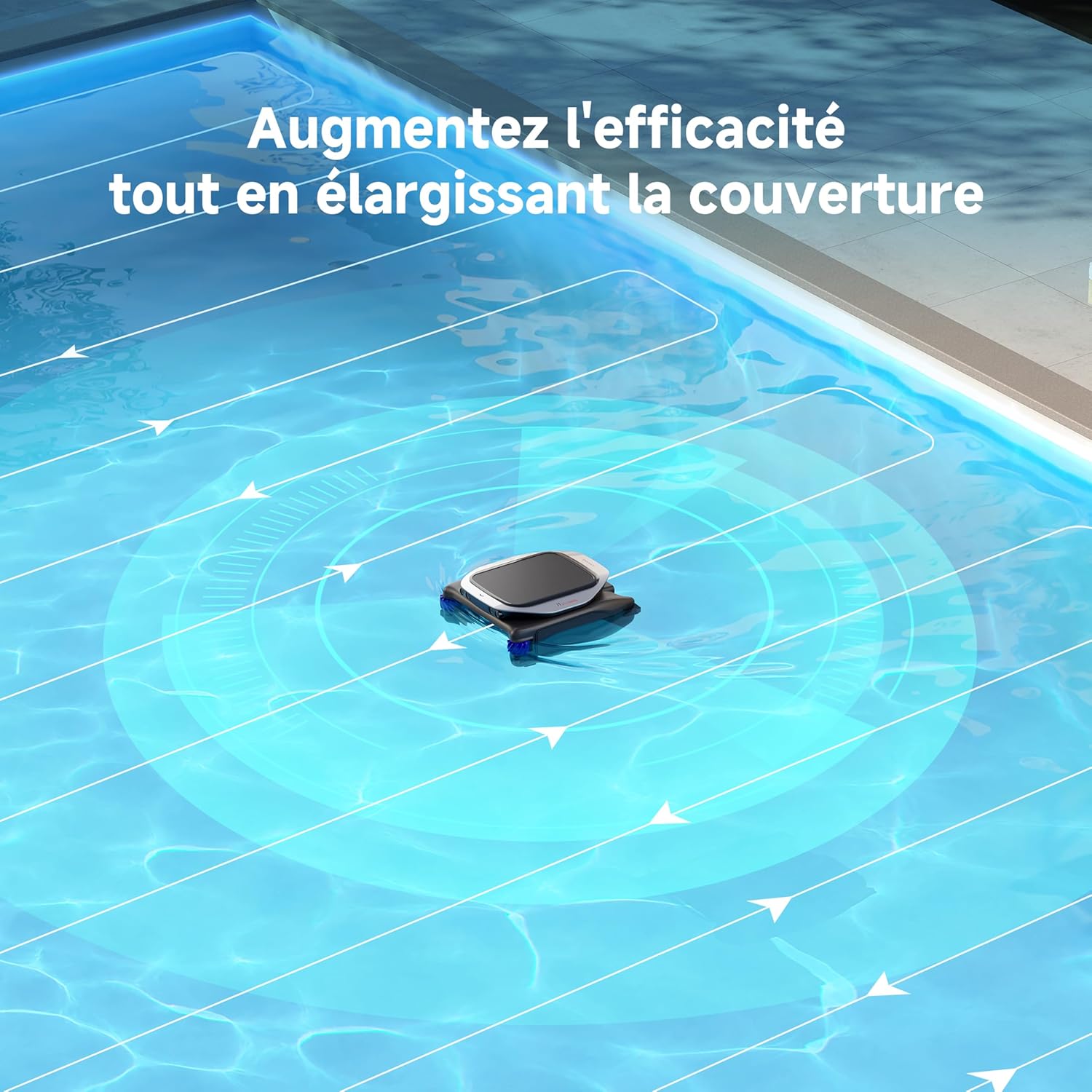 DREAME J1 Écumeur de Piscine robotisé, Technologie avancée PoolSense, Nettoyage Complet à 360°, Fonctionnement continu 24/7, Planification Intelligente de la trajectoire, Contrôle par Application