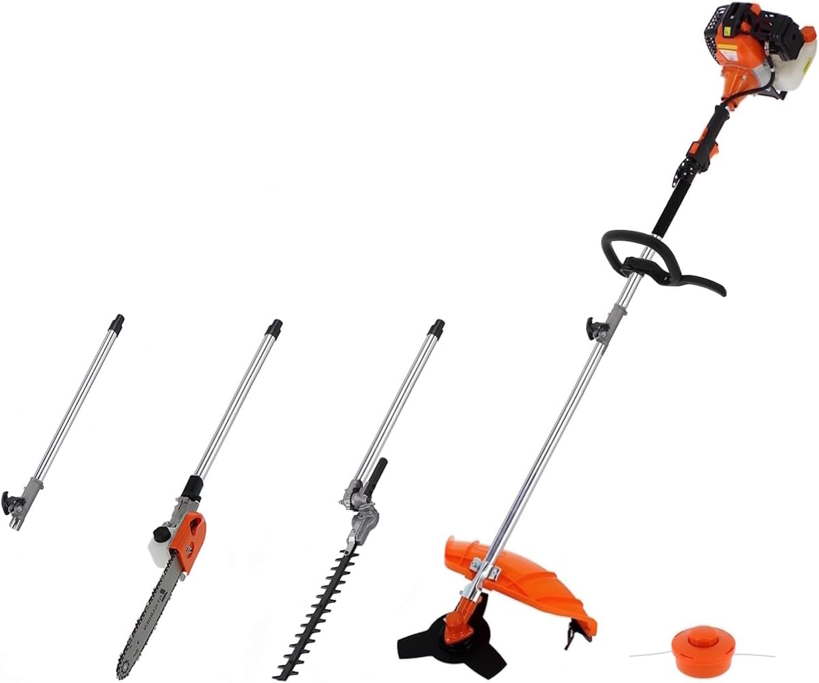 GT Garden - 4 en 1 thermique - multifonction - tronçonneuse, débroussailleuse, taille-haies, rallonge