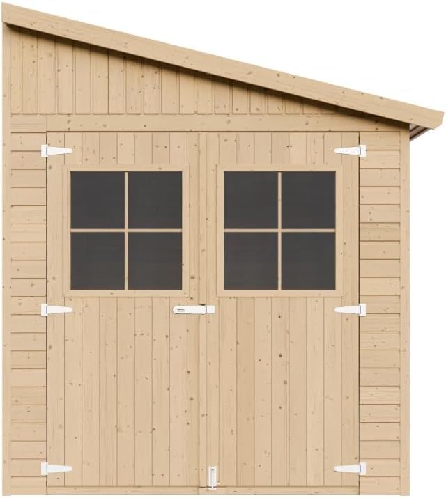Abri de jardin bois naturel, paroi latérale, fenêtres, 6m², 244x218x318cm, TIMBELA M339A