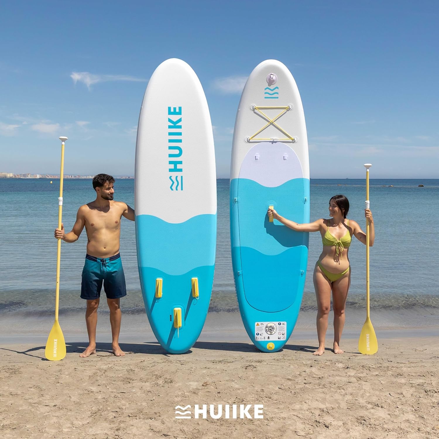 HUIIKE Paddle Gonflable Adulte avec Accessoires Inclus, Pagaie, Ailerons, Pompe. Planche de Stand Up Paddle Grande Stabilité et Résistance. 305 x 84 x 15 cm, Jusqu'à 130 kg