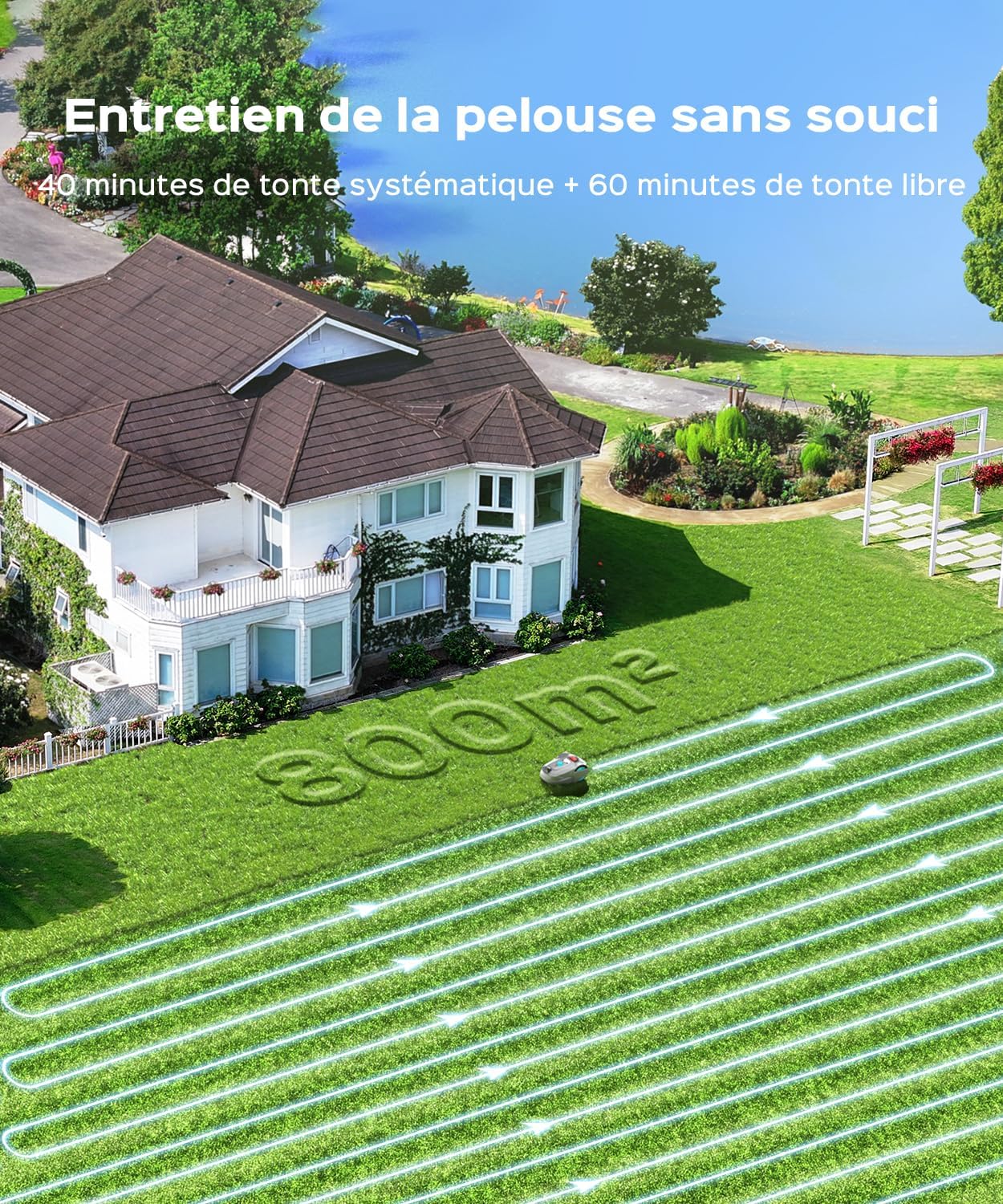 YARDCARE - Tondeuse robot série M800Plus - 800m² - GPS, 3D vision, sans fil, détection 150 obstacles, M800Plus
