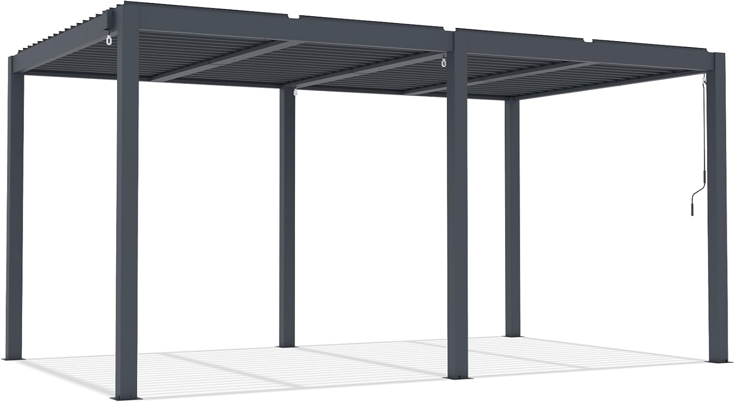 Cazeboo - Pergola bioclimatique autoportée 5x3m aluminium gris AGOSTA