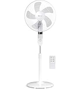 Pro Breeze Ventilateur sur Pied Ø 40 cm Puissant 55W, 3 Vitesses, 4 Modes, Hauteur Réglable & Têt...