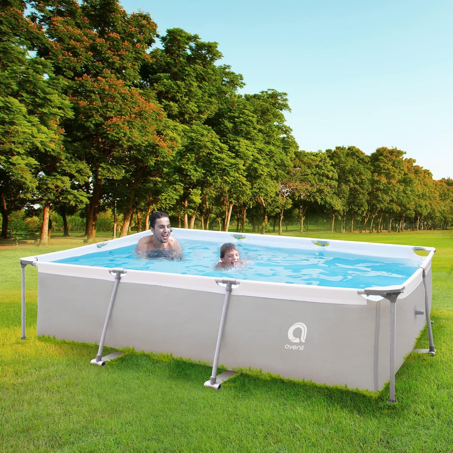 Avenli - Piscine rectangulaire structurelle - gris - montage facile