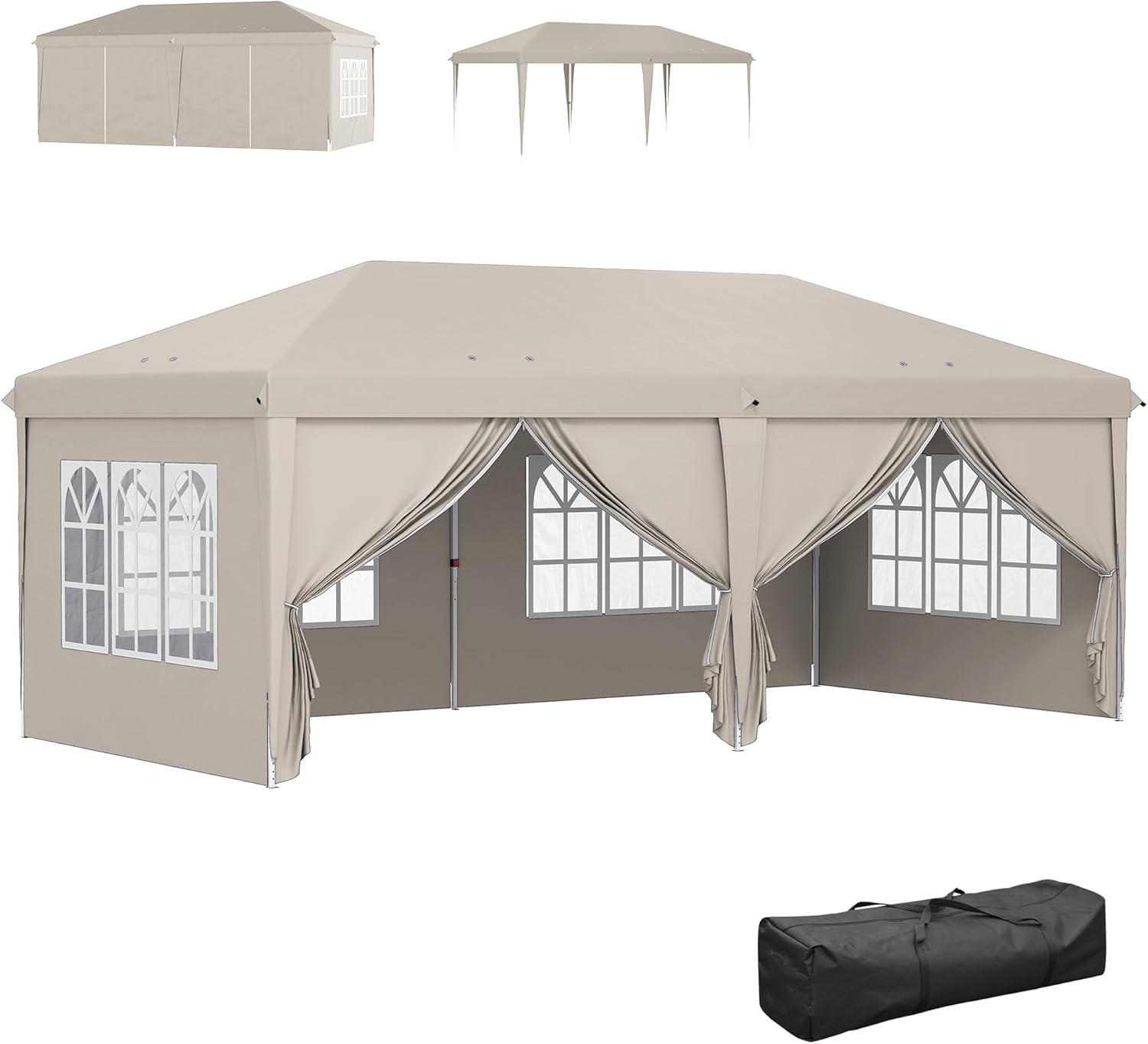 Outsunny - tonnelle pliante 3x6m - côtés amovibles, acier renforcé