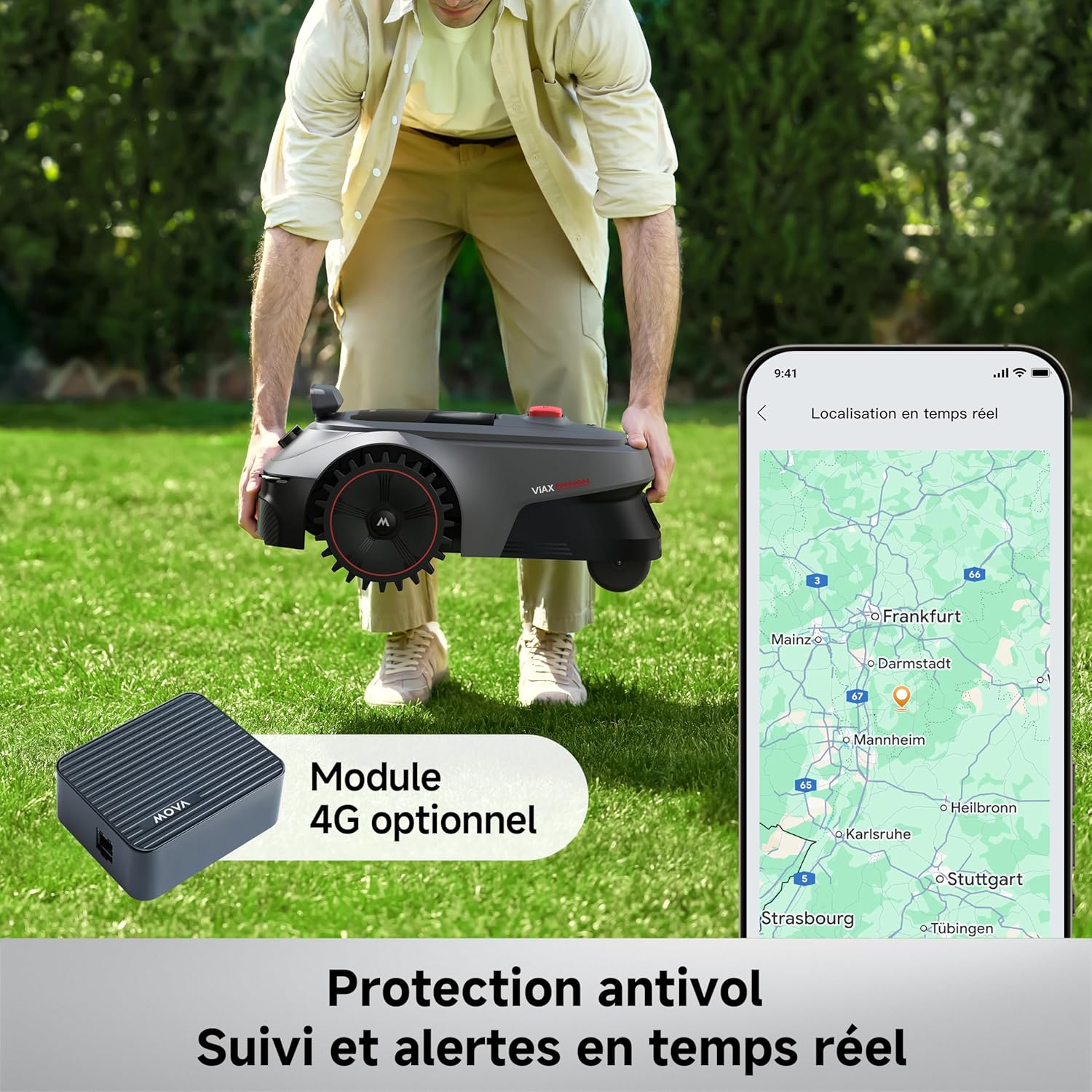 MOVA - ViAX 500 - robot tondeuse 500m² - IA LiDAR, évitement obstacles, ViAX500