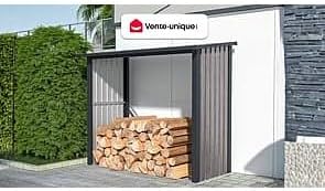 Vente-unique - Birwood abri bûches acier galvanisé 182x89x156cm - 1,98m3/2,5 stères - BIRWOOD