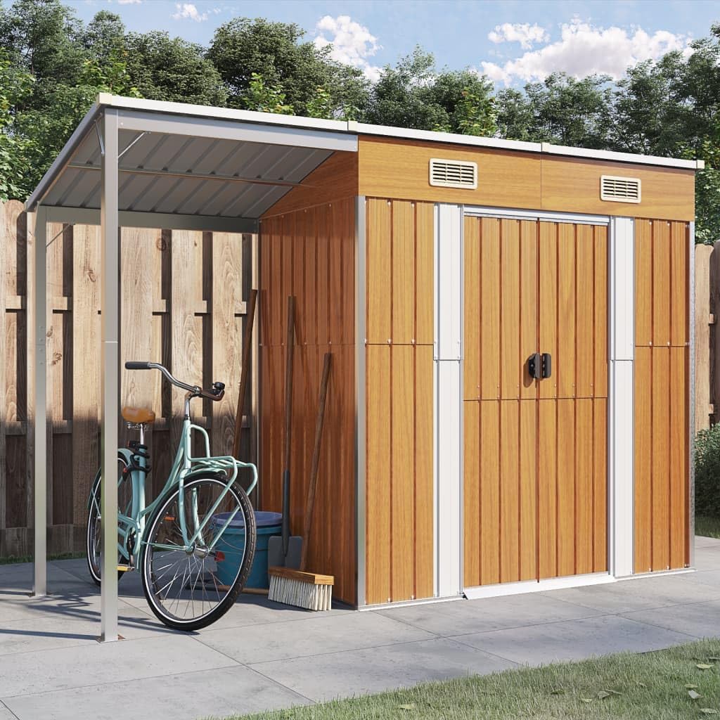 LAPOOH - Abri de Jardin toit prolongé 277x110,5x181cm marron clair