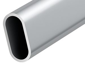 Vue en coupe transversale d'un tube métallique argenté de forme ovale ou d'une extrusion avec un intérieur creux et