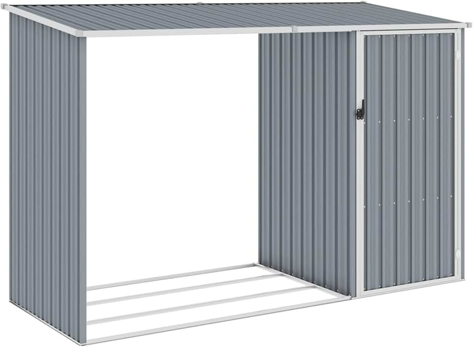 Festnight - Abri de jardin 2 en 1 - étagère métal/gris - rangement bûches