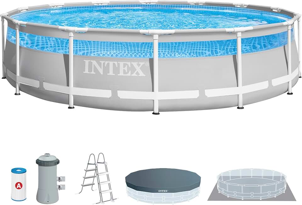 Intex - piscine tubulaire Clearview - 4,27 x 1,07 m - gris - 26722NP