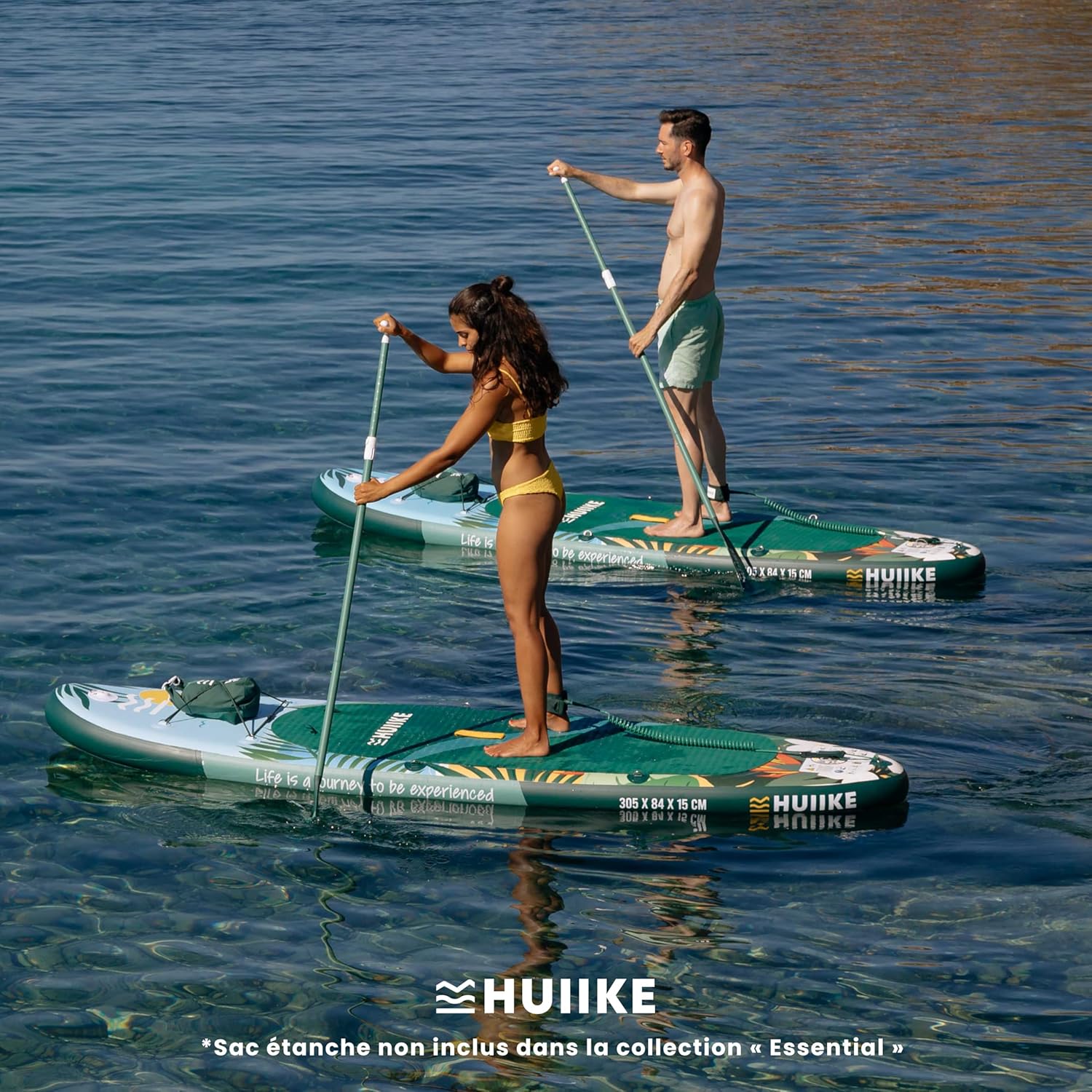 HUIIKE Paddle Gonflable Adulte avec Accessoires Inclus, Pagaie, Ailerons, Pompe. Planche de Stand Up Paddle Grande Stabilité et Résistance. 305 x 84 x 15 cm, Jusqu'à 130 kg