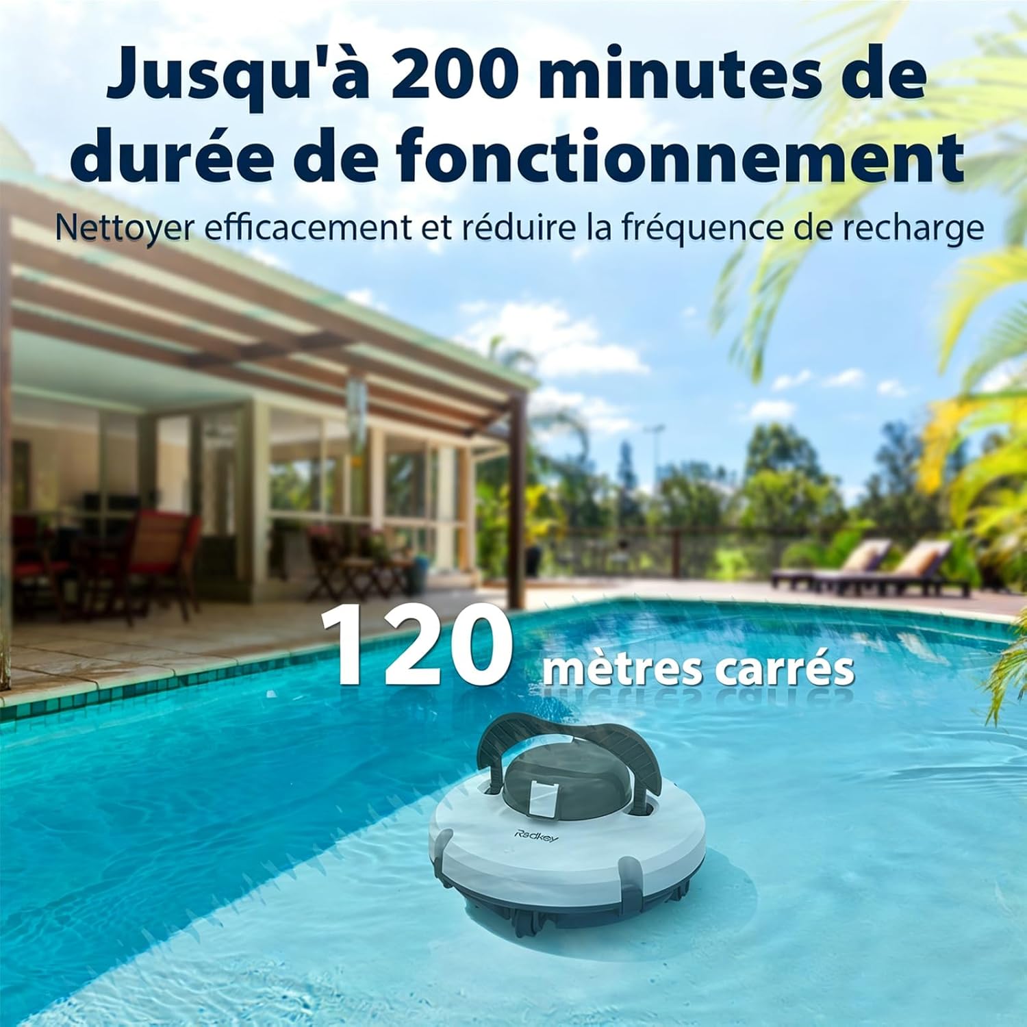 Redkey - S100 Série - 120㎡ - Nettoyage sans fil, 200min, double moteur