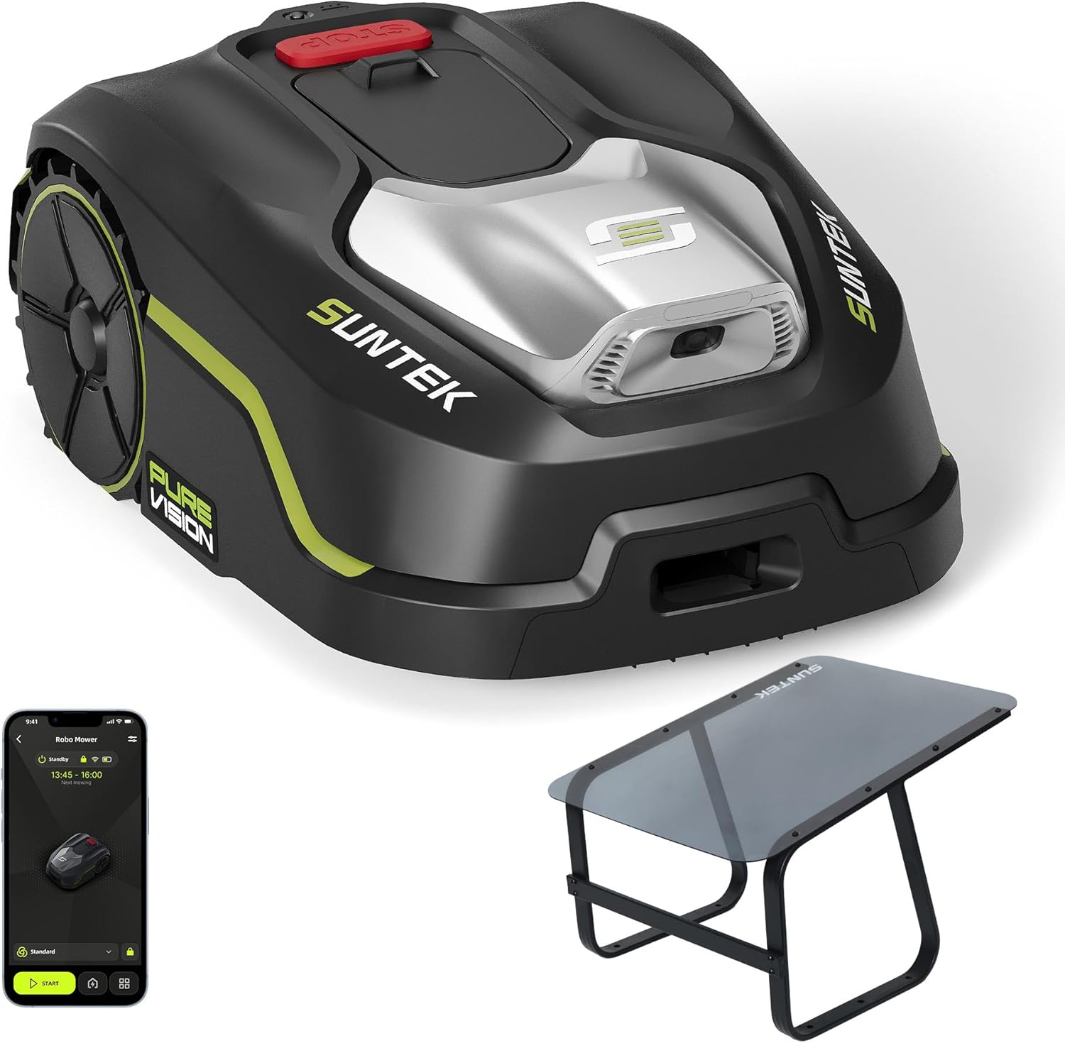 Suntek - robot tondeuse IA Vision - 500m² - pente 35°, IPX5, app, garage