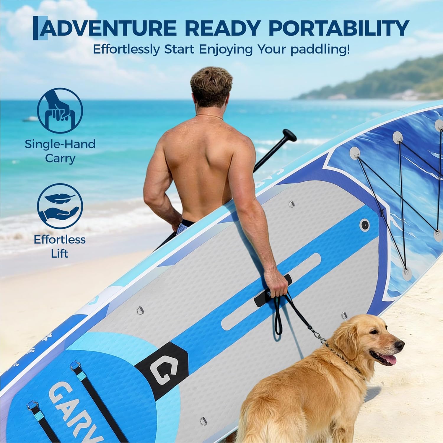 Garvee Sup Gonflable 10'6'' (323x81x15cm) – Large et Stable, Surface antidérapante EVA – Capacité 200 kg – 3 ailerons – Accessoires Inclus – Taille : 323 * 81 * 15