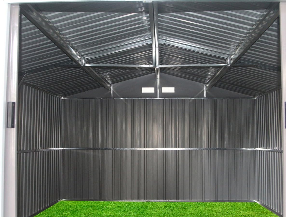 Viva Green - Dallas - 15,16 m² - Abri de jardin métal gris/taupe/blanc - 1299_74728