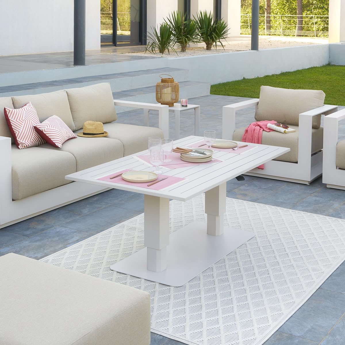 Hespéride - Salimia - 150x80 cm - table jardin relevable, alu, 6-8 pers