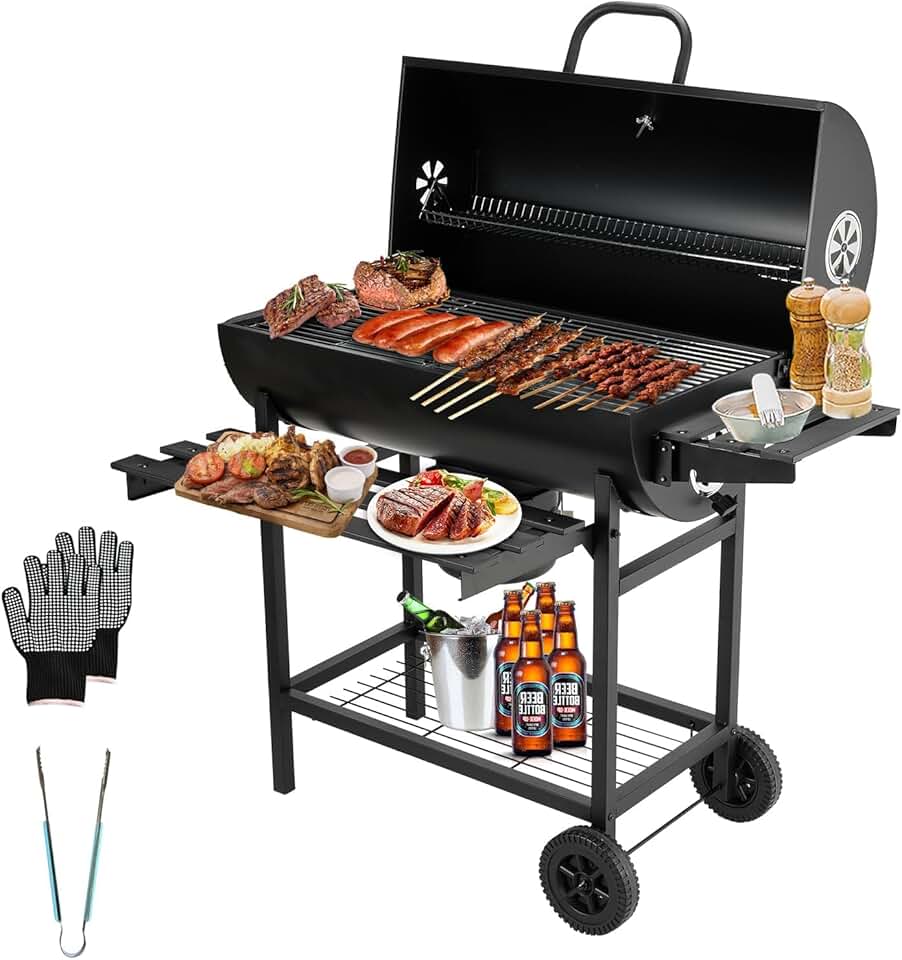 TEENO - Barbecue XXL - grille, gants, thermomètre, tiroir à cendres