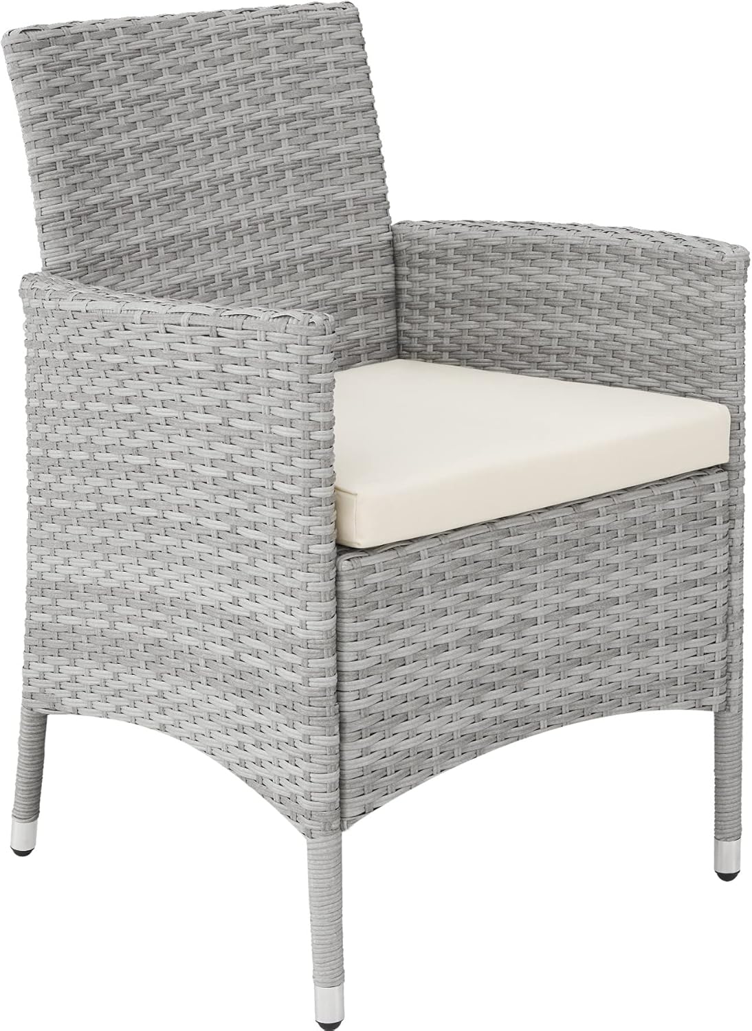 tectake - Salon jardin poly rotin, table et 6 chaises, UV, gris clair/crème