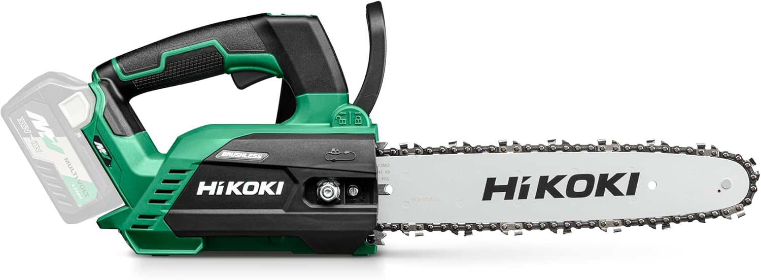 HiKOKI Scie à chaîne électrique - 36 V - Lame de scie de 30 cm, moteur sans balais, légère, puissante, coupes précises - Idéale pour l'entretien des arbres - Sans batterie et sans chargeur