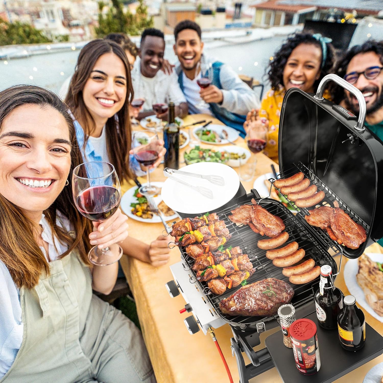 Royal Gourmet - Barbecue Gaz 2 brûleurs - 48x37 cm - tables pliables, 5kW