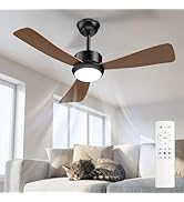 Airwit Ventilateur de plafond avec éclairage 106 cm, pales aspect bois, silencieux avec lumière...