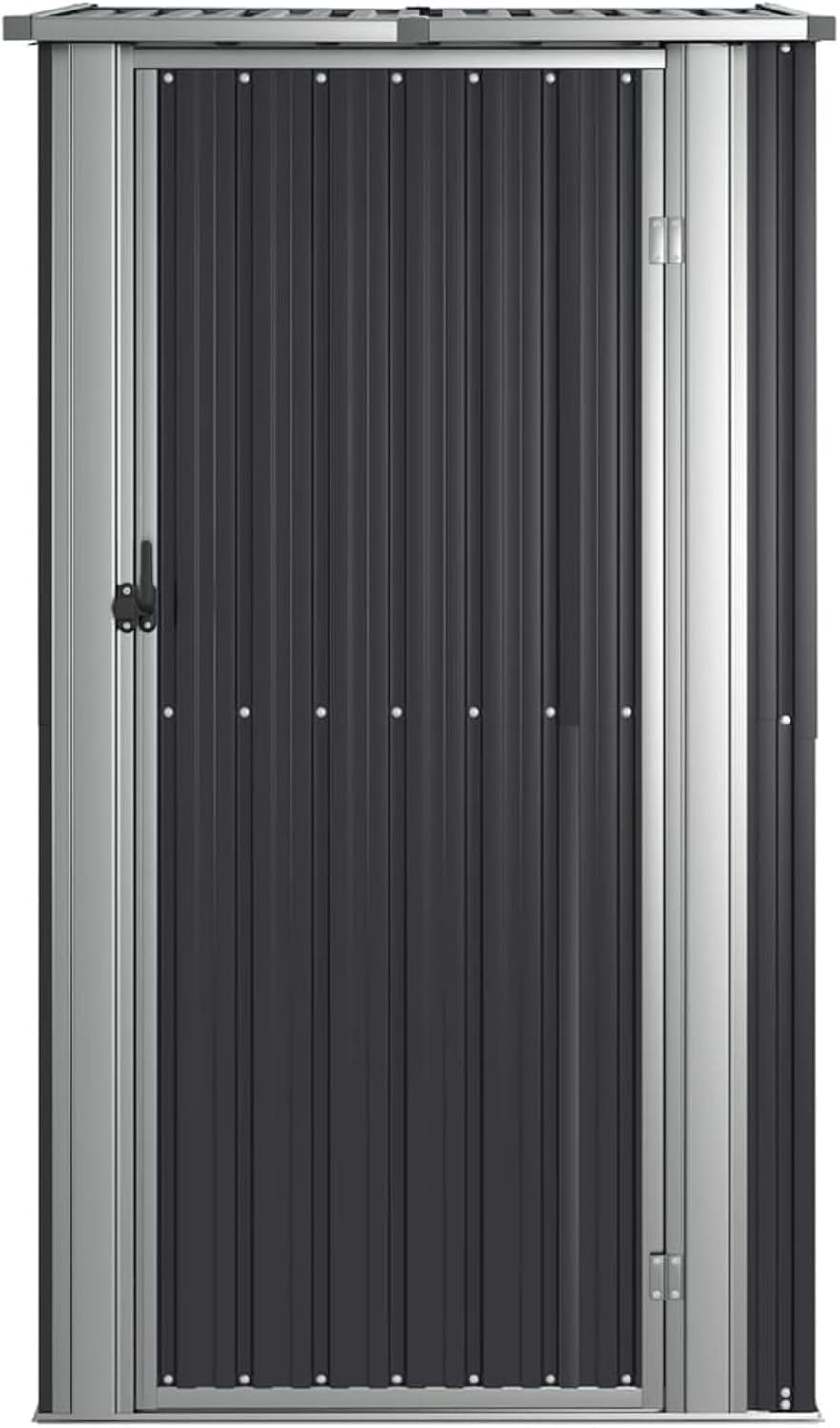 Homgoday Abri de jardin en acier galvanisé anthracite 118,5 x 97 x 209,5 cm