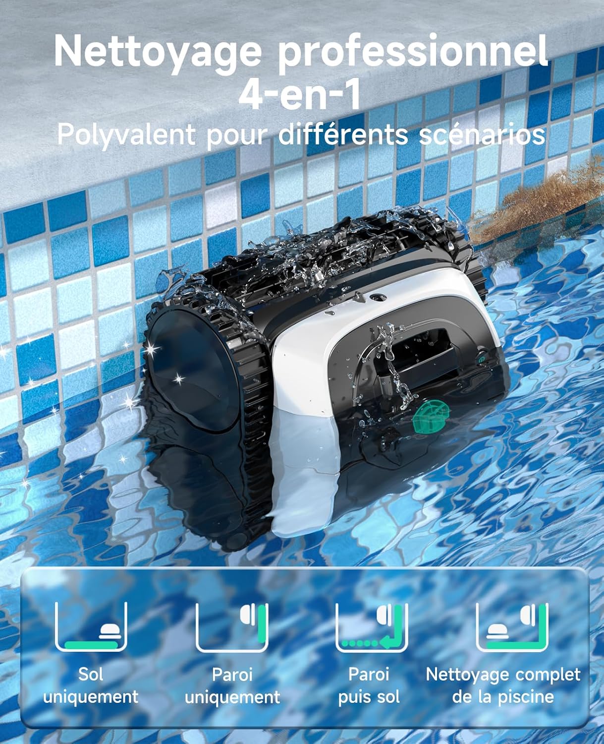 WYBOT - Robot piscine C1 - 150m² - Nettoyage fond/parois, planification intelligente, 150 min