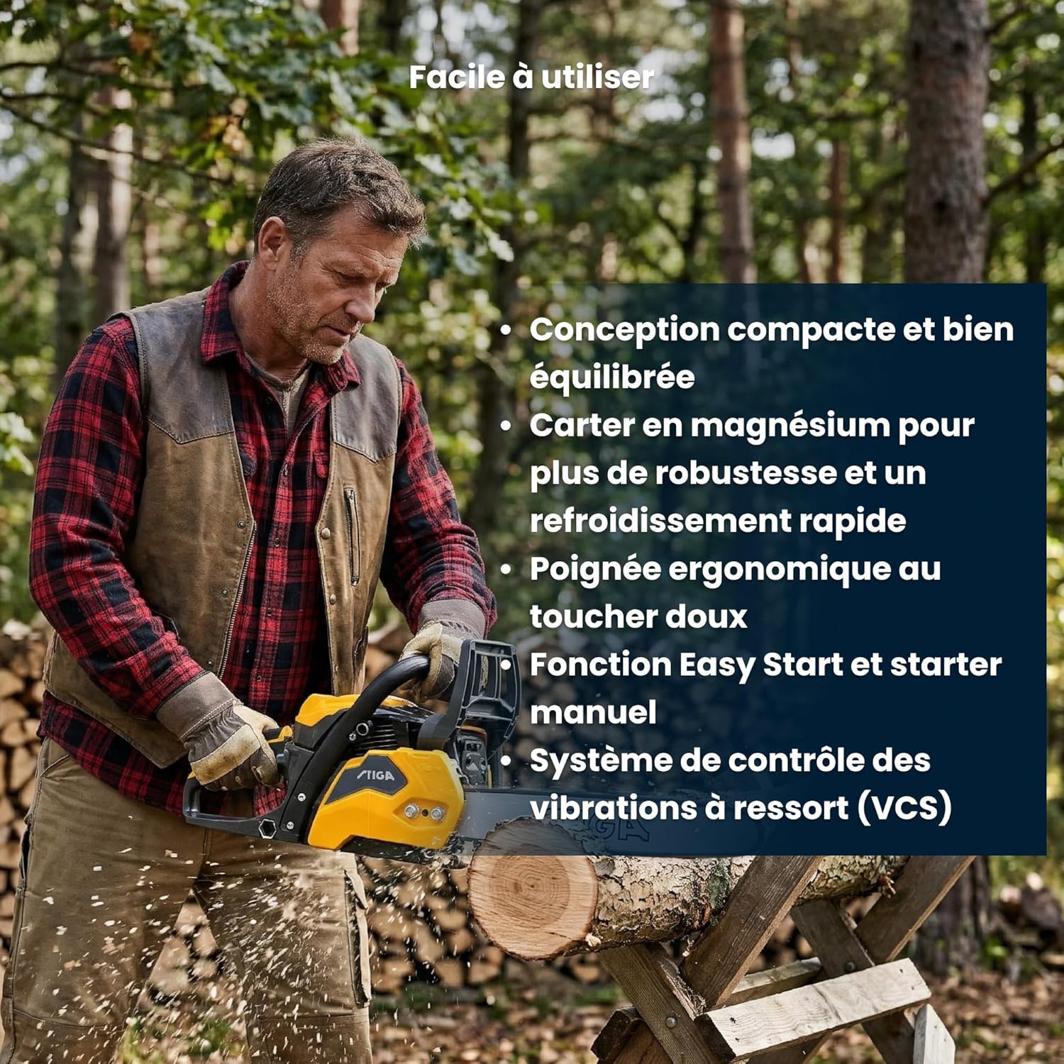 STIGA - CS 545 série - guide 40 cm, 42.4 cm³, 1.9 kW, anti-vibration