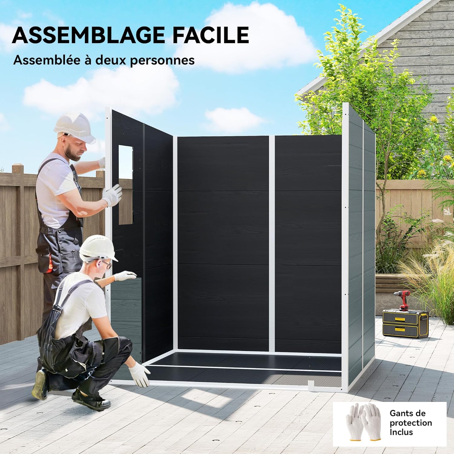 Outsunny - abri de jardin résine 3,3m² double porte, fenêtres, plancher