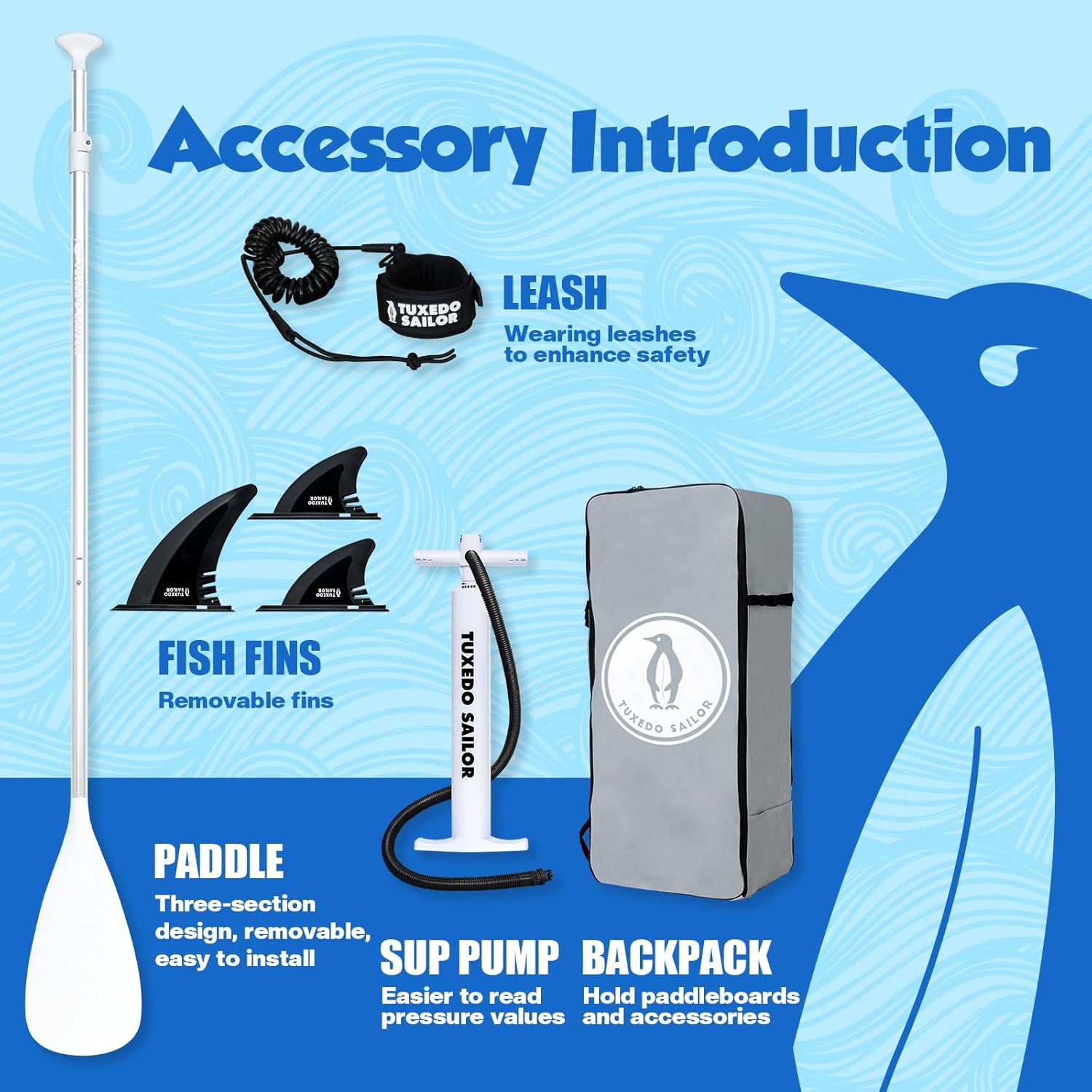 Tuxedo Sailor - Paddle Gonflable Adulte - 320cm - SUP avec accessoires complets