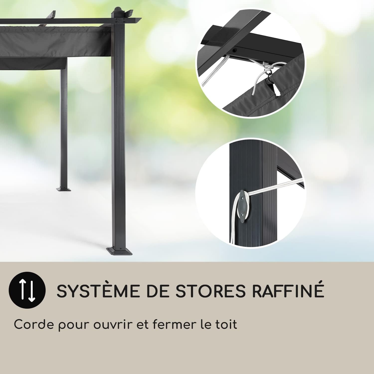 Blumfeldt - Pantheon Cortina - 2.95x3.95m - aluminium, toit rétractable, waterproof, protection UV