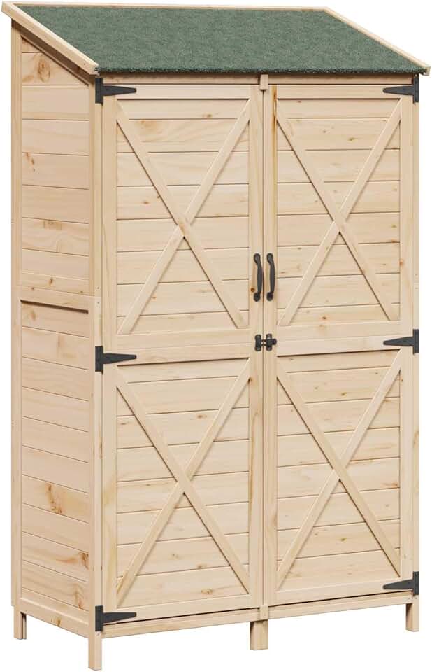 vidaXL - Abri de jardin bois naturel - 106x56x176,5cm - spacieux, aéré, résistant intempéries