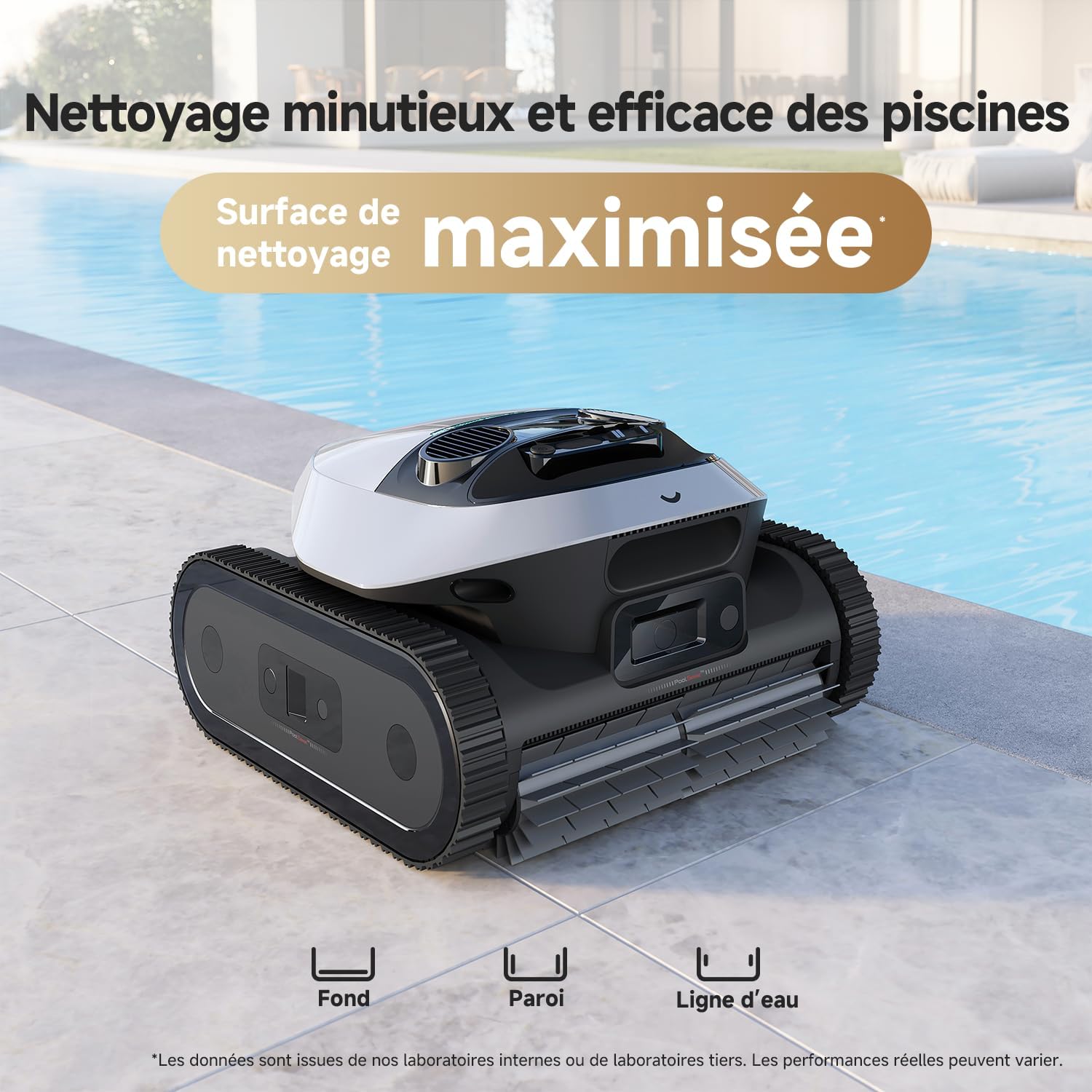 DREAME Z1 Pro Robot Piscine sans Fil, Puissance d'Aspiration 30 000 LPH, Nettoyage du Fond, Parois et Ligne d'eau, Télécommande Manuelle, 240 Min, Jusqu'à 200 m²