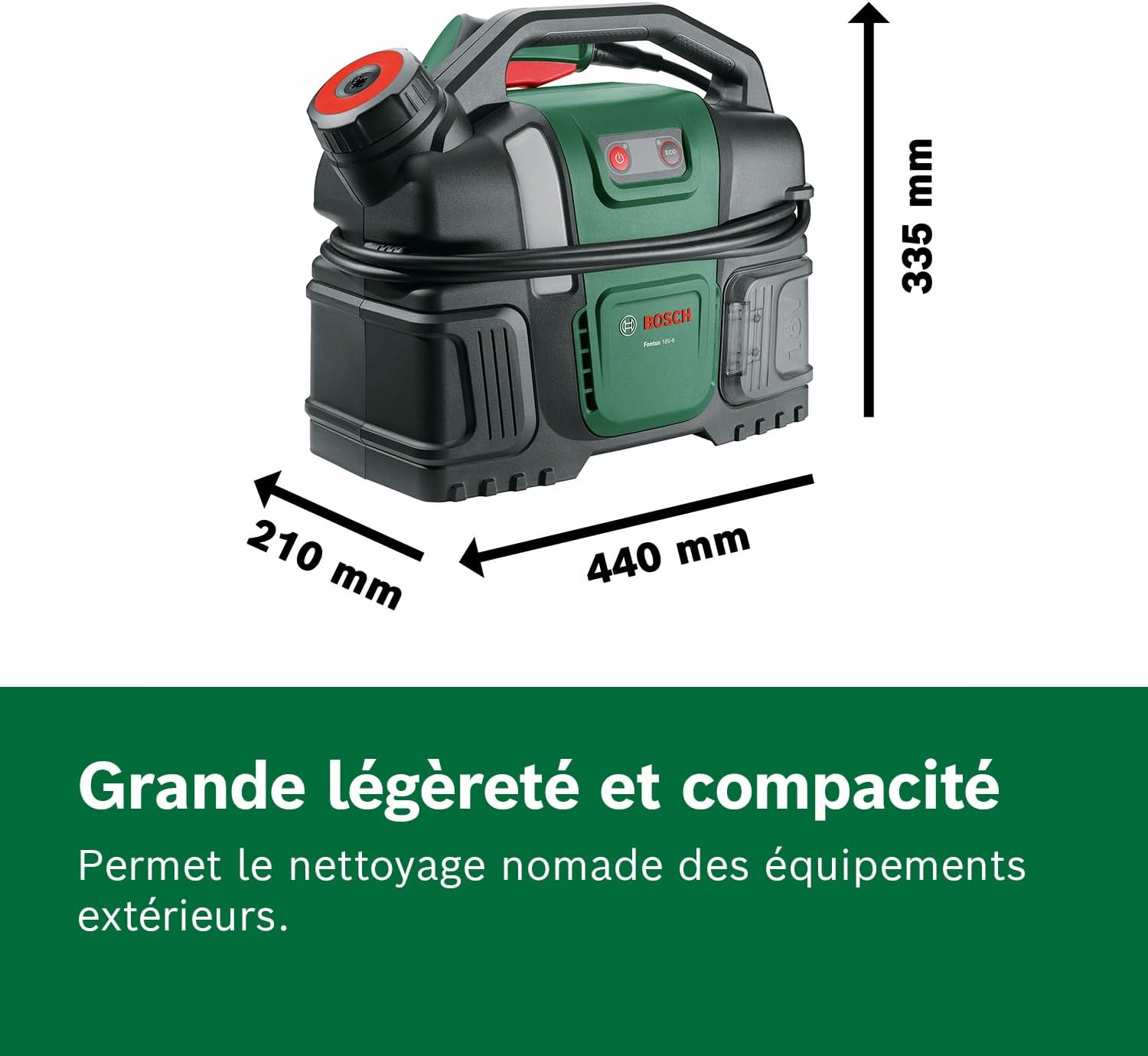 Bosch Fontus 18V - 6L réservoir, pression réglable, batterie incluse, 18V-6