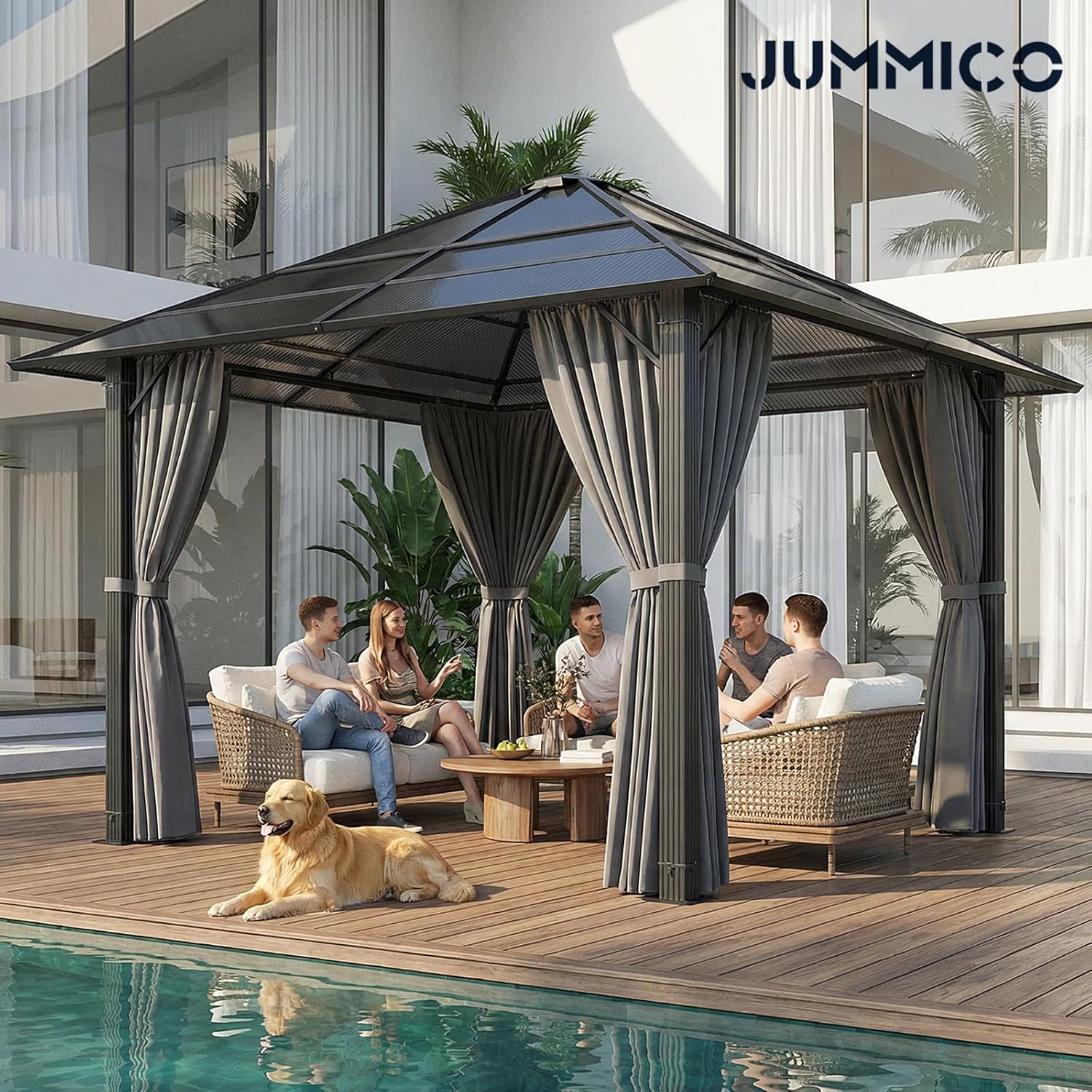 JUMMICO - pergola extérieure - 3x3m - aluminium robuste, toit anti-UV