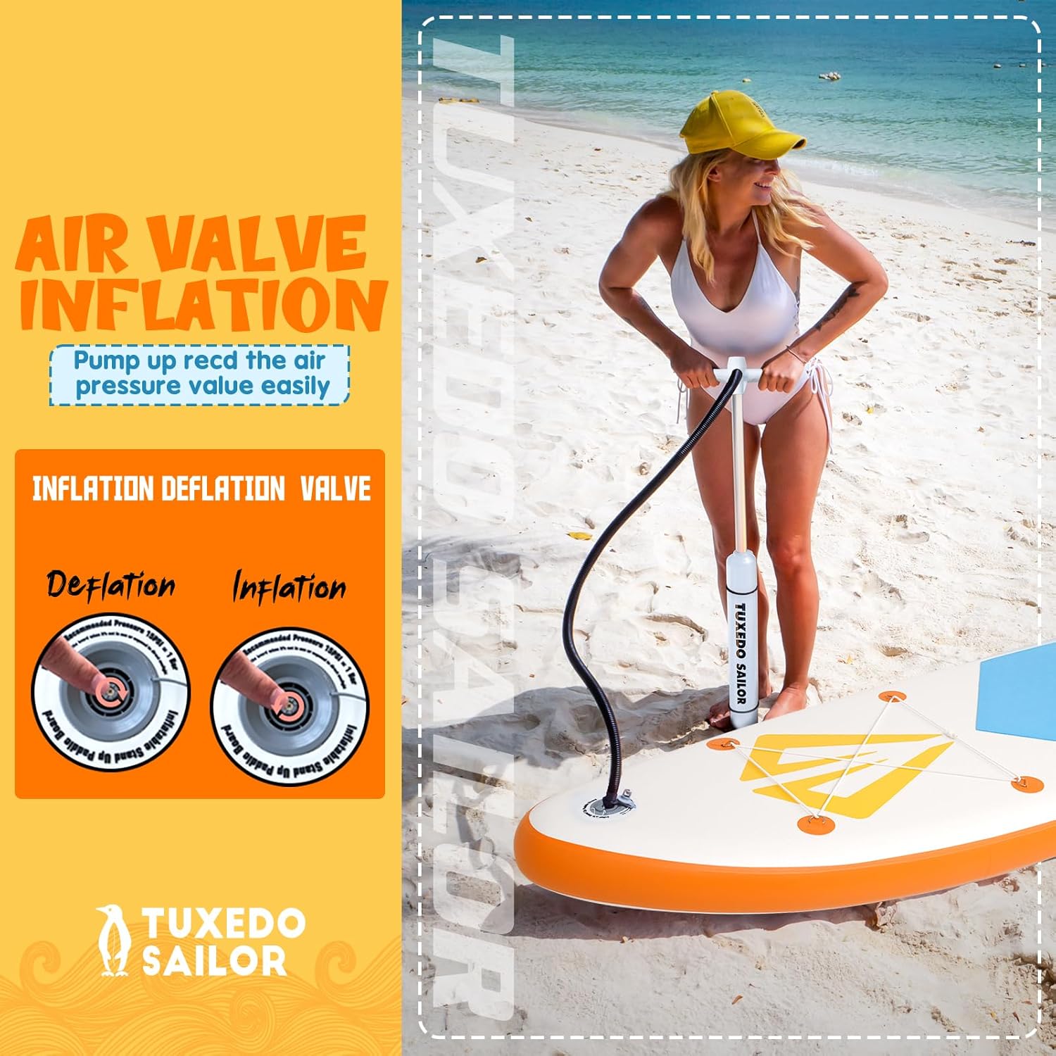 Tuxedo Sailor - Paddle Gonflable Adulte - Stand Up - accessoires complets, stabilité, design premium