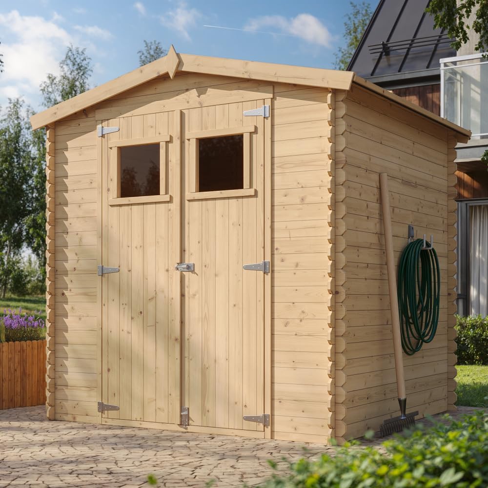 Abri de Jardin en Bois - Stockage extérieur I216xL206xH218 cm/ 3.53 m2 Petit abri à Outils, Local à vélos - TIMBELA M343