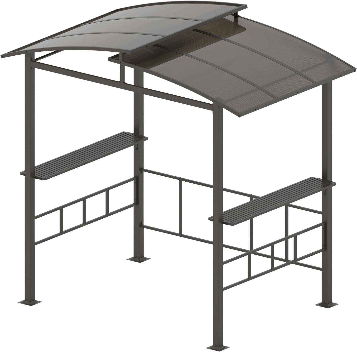 GOPLUS Tonnelle de Barbecue avec Toit Double en PC Ventilé, Étagères Latérales, Crochets, Abri de Barbecue Résistant aux Intempéries, pour Fêtes, Pique-Nique, Patio, Jardin, 248X150X232 CM