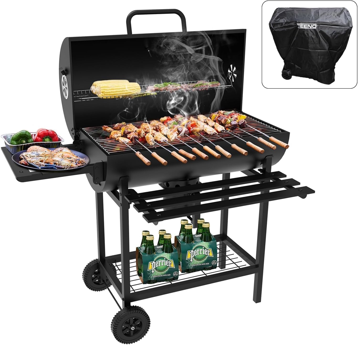 Teeno - barbecue boule XXL - deux étagères, évent réglable, housse.